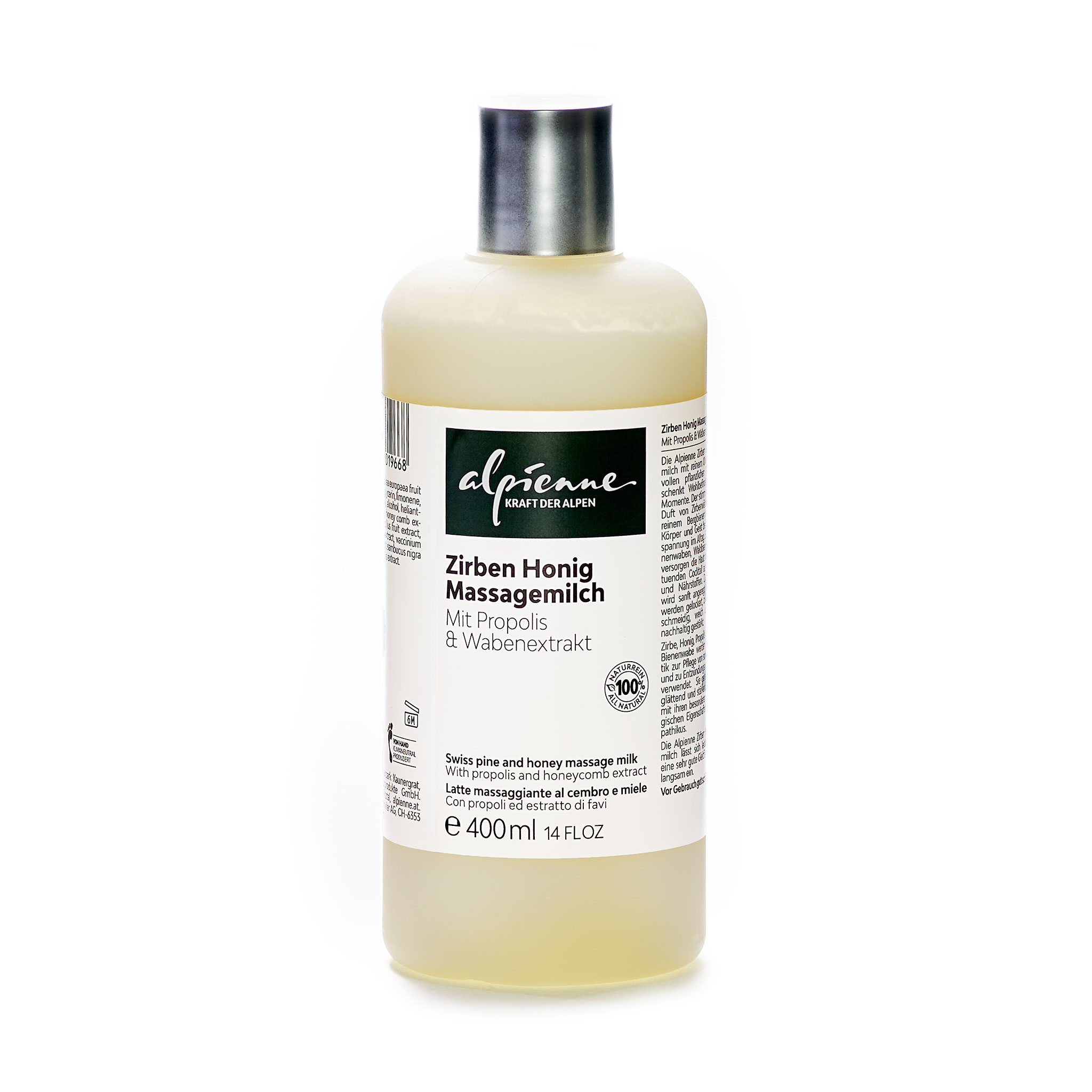 Swiss pine and honey massage milk